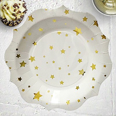 Gold Star Dessert Paper Plate Set