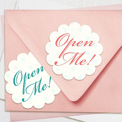 Pastel Alice In Wonderland Scallop "Open Me" Stickers