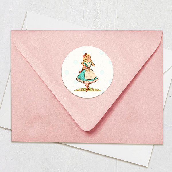  Pastel Alice in Wonderland Circle Stickers 