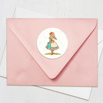  Pastel Alice in Wonderland Circle Stickers 