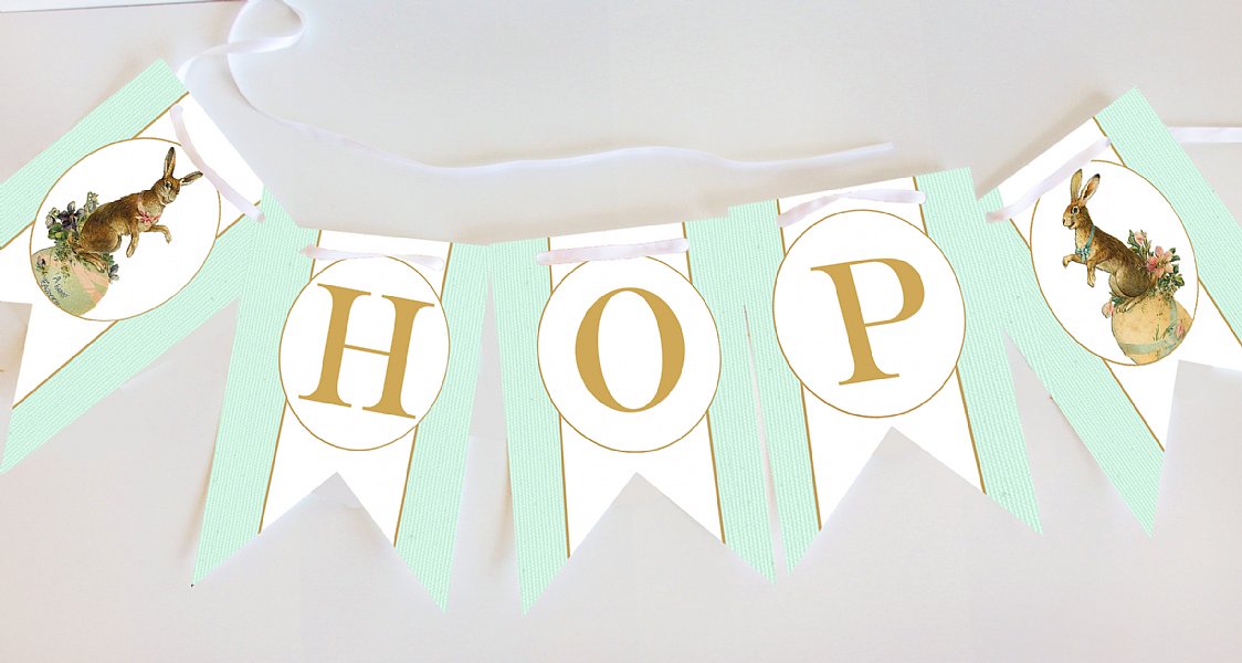 Bunny Quartet Double Pennant Banner