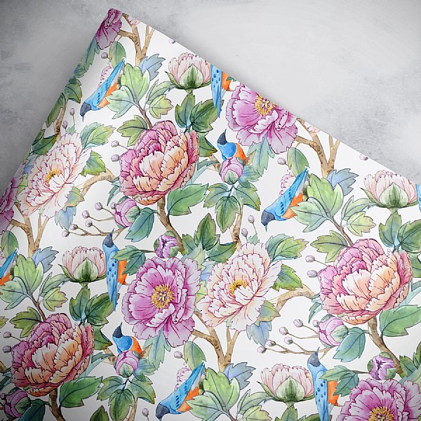 Peonies and Robins Gift Wrap