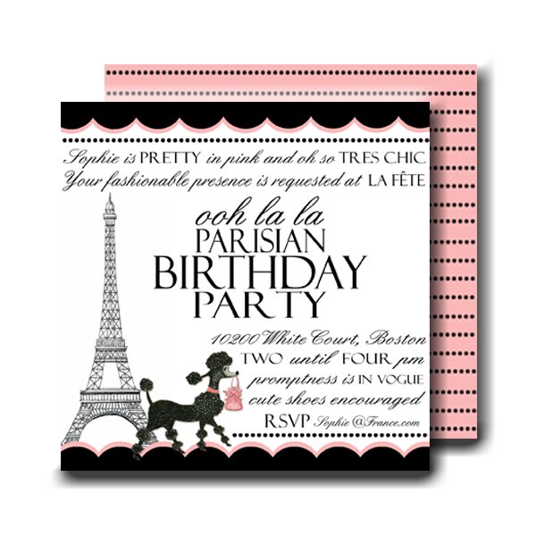 Pink Paris Poodle Paris Chic Birthday Party Personalised