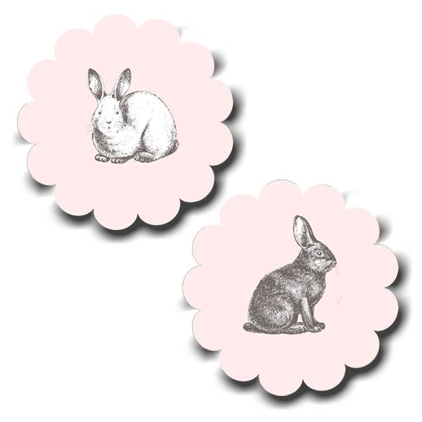 Little Hare Scallop Round Stickers