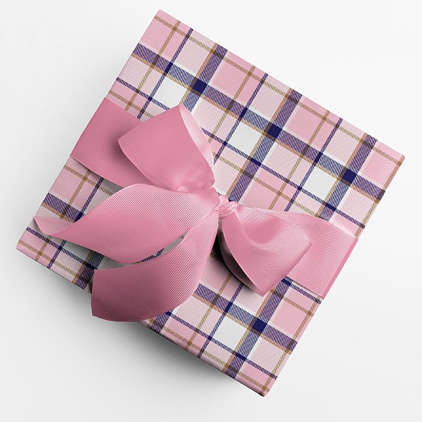 Pink Equestrian Girl Plaid Gift Wrap 