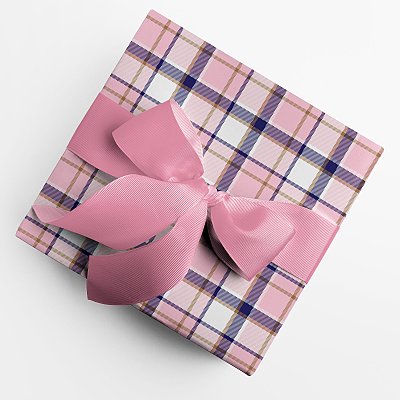 Pink Equestrian Girl Plaid Gift Wrap 