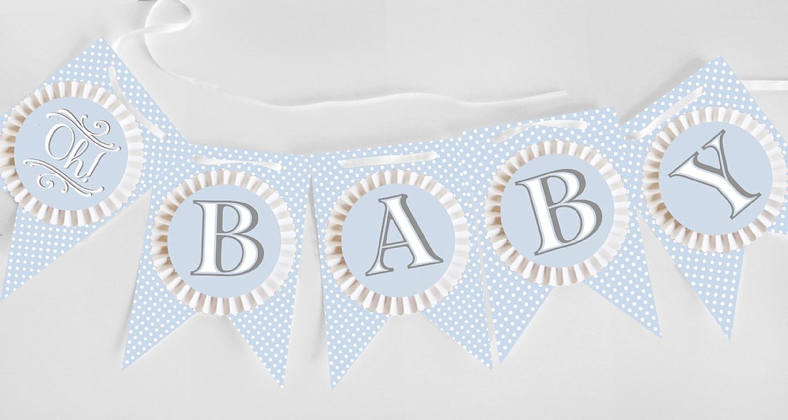 Pram Cameo Rosette Pennant Banner (Blue)