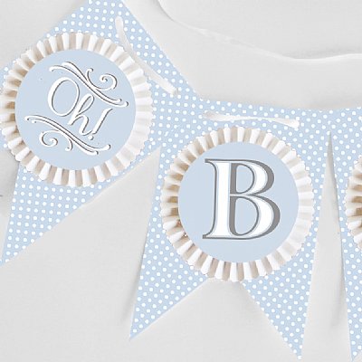 Pram Cameo Rosette Pennant Banner (Blue)