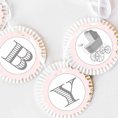 Pram Cameo Rosette Banner (Pink)