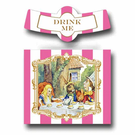 Alice in Wonderland Glass Bottle Labels