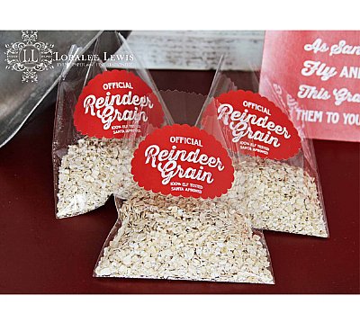 Reindeer Grain Scallop Oval Stickers