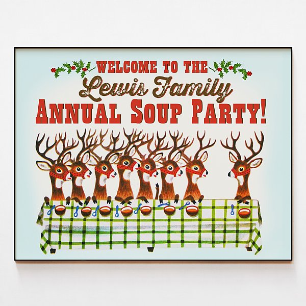 29" x 20" Personalized Retro Reindeer Collection Large Print Sign