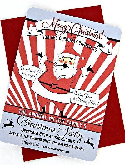 Retro Santa Invitation - Rounded Corner