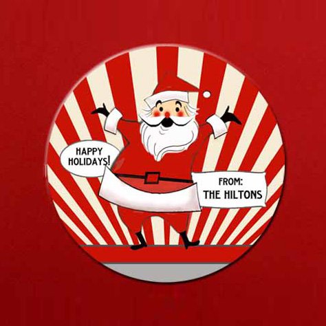 Retro Santa Extra Large Circle Stickers