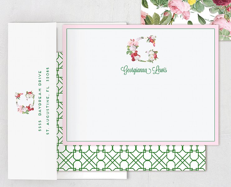 Monogram Floral Stationery Set