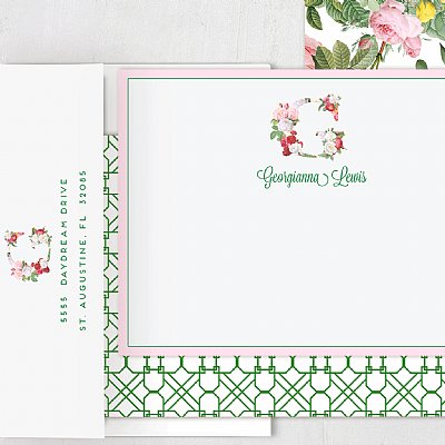 Monogram Floral Stationery Set