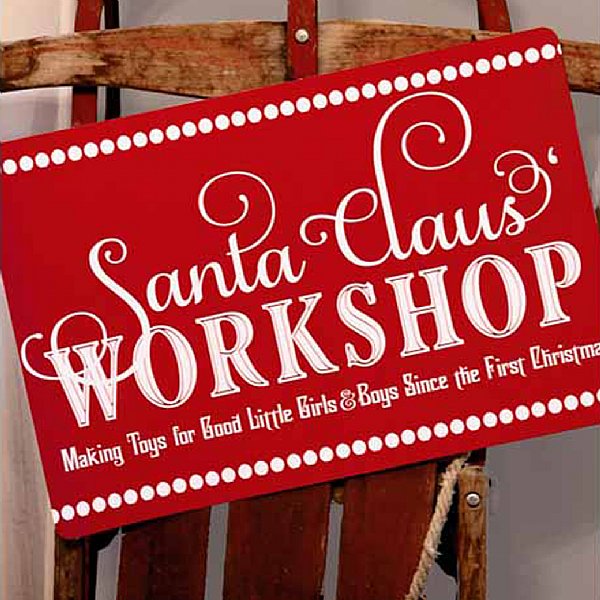 Santa's Workshop 12" x 18" Sign