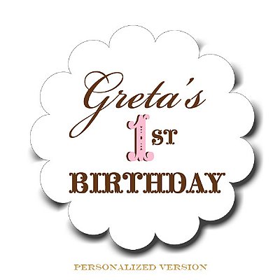 Vintage First Birthday Girl Scallop Circle Stickers