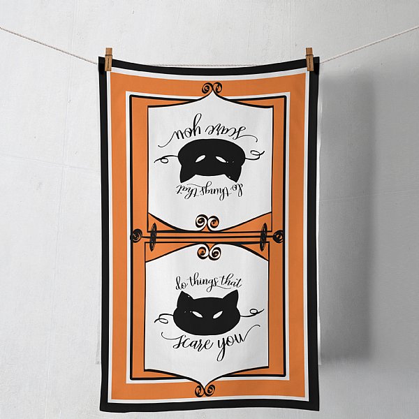 Do Things That Scare You Cat Mask Tea Towel