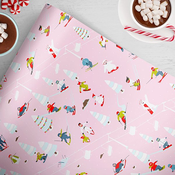 Ski Lift Pink Gift Wrap