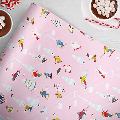 Ski Lift Pink Gift Wrap