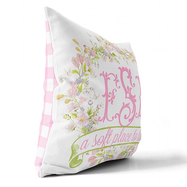 Monogram Spring Blooms Pillow