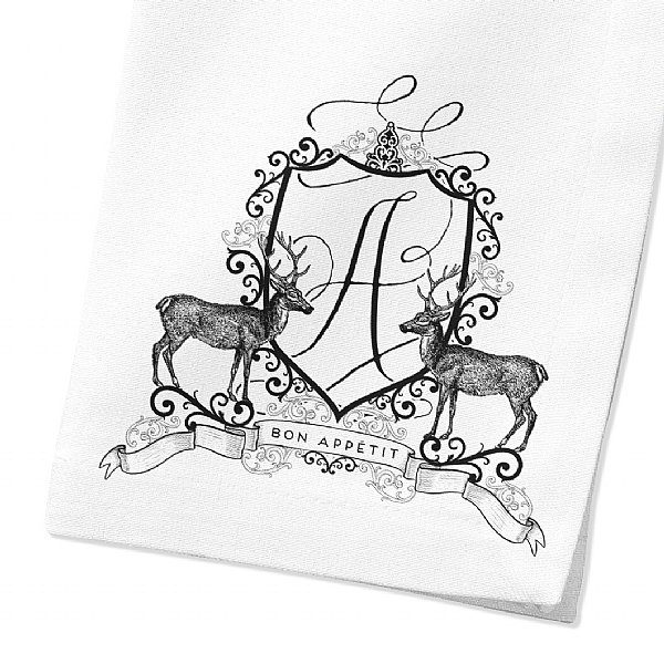 Monogrammed Stag Dinner Napkins, Set of 4 