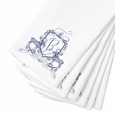 Monogrammed Stag Dinner Napkins, Set of 4 