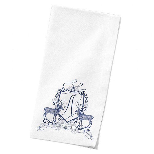 Monogrammed Stag Dinner Napkins, Set of 4 