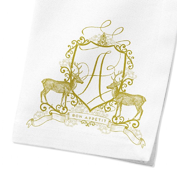 Monogrammed Stag Dinner Napkins, Set of 4 