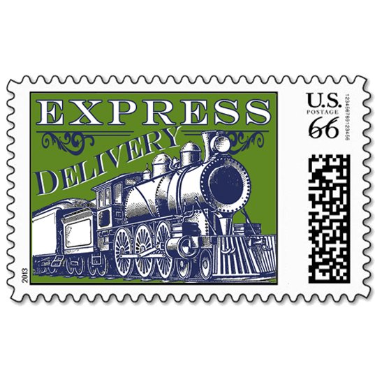 All Aboard Express Delivery Postage Stamps