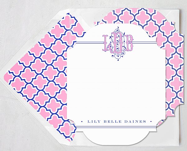 Ms. Banks Monogram Stationery Set (Pink & Blue)