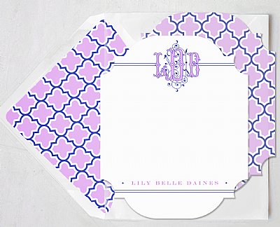 Ms. Banks Monogram Stationery Set (Purple & Blue)