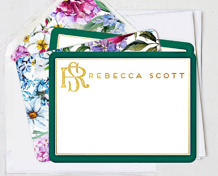 Evergreen Floral Monogram Stationery Set