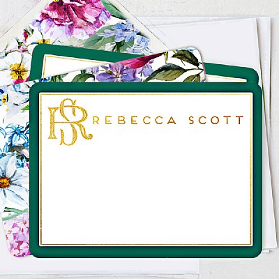 Evergreen Floral Monogram Stationery Set