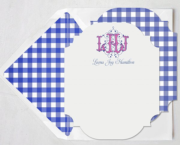 Ms. Montgomery Monogram Stationery Set (Blue & Pink)