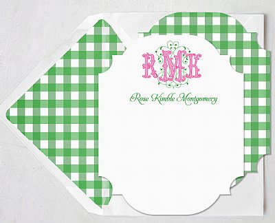 Ms. Montgomery Monogram Stationery Set (Pink & Green)