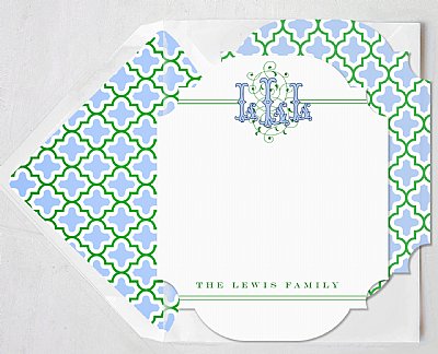 Ms. Banks Monogram Stationery Set (Blue & Green)