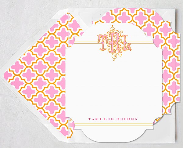 Ms. Banks Monogram Stationery Set (Pink & Orange)