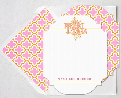 Ms. Banks Monogram Stationery Set (Pink & Orange)