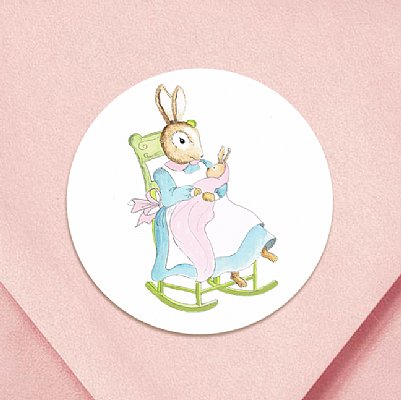 Baby Bunny Garden Circle Stickers