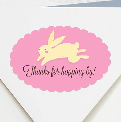 Bunny Hop Scallop Oval Stickers