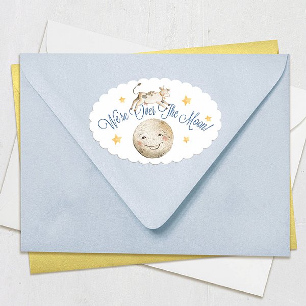 Nursery Rhyme "Over The Moon" Scallop Oval Stickers