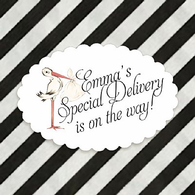 Special Delivery Personalized Scallop Oval Stickers