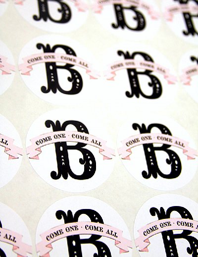 Come One Come All Monogram Circle Stickers