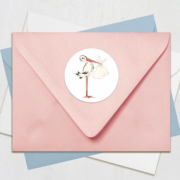 Special Delivery Circle Stork Stickers