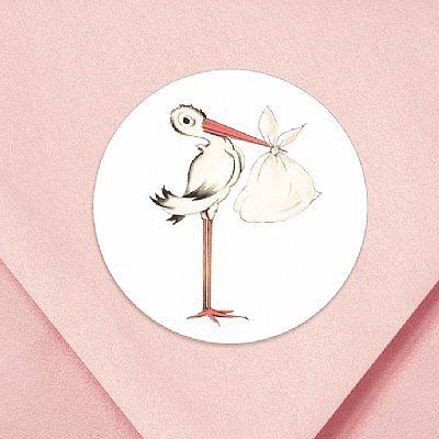 Special Delivery Circle Stork Stickers