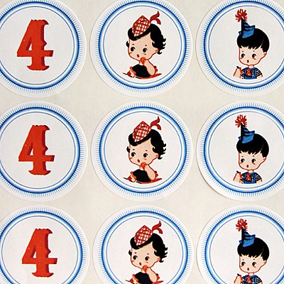 Vintage Birthday Circle Stickers