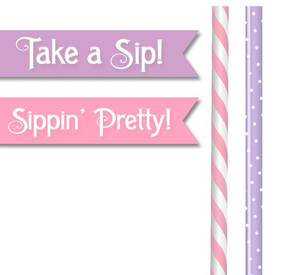 Tea Party Straw and Pennant Kit