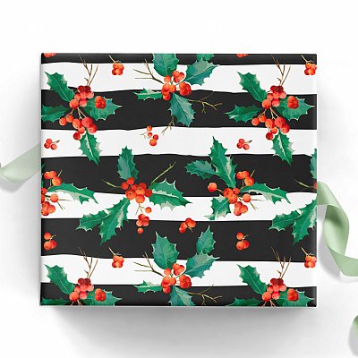 Stripes and Holly Gift Wrap